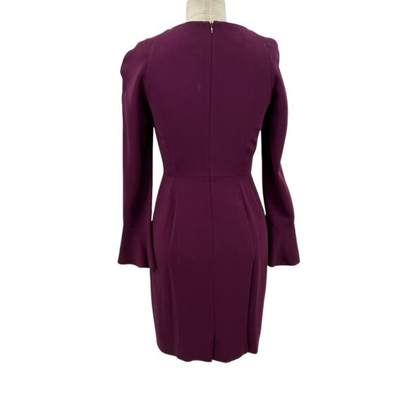 Hobbs London‎ Ruth Dress Purple Burgundy Long Bell Sleeve Sheath Size US 4 - Picture 8 of 14
